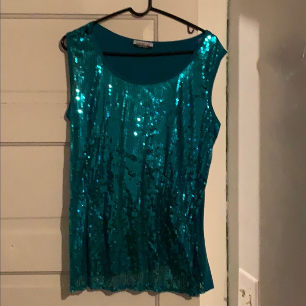 Aqua sequin tank